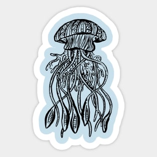 Jellyfish Illustration, Swimming in the Sea Sticker